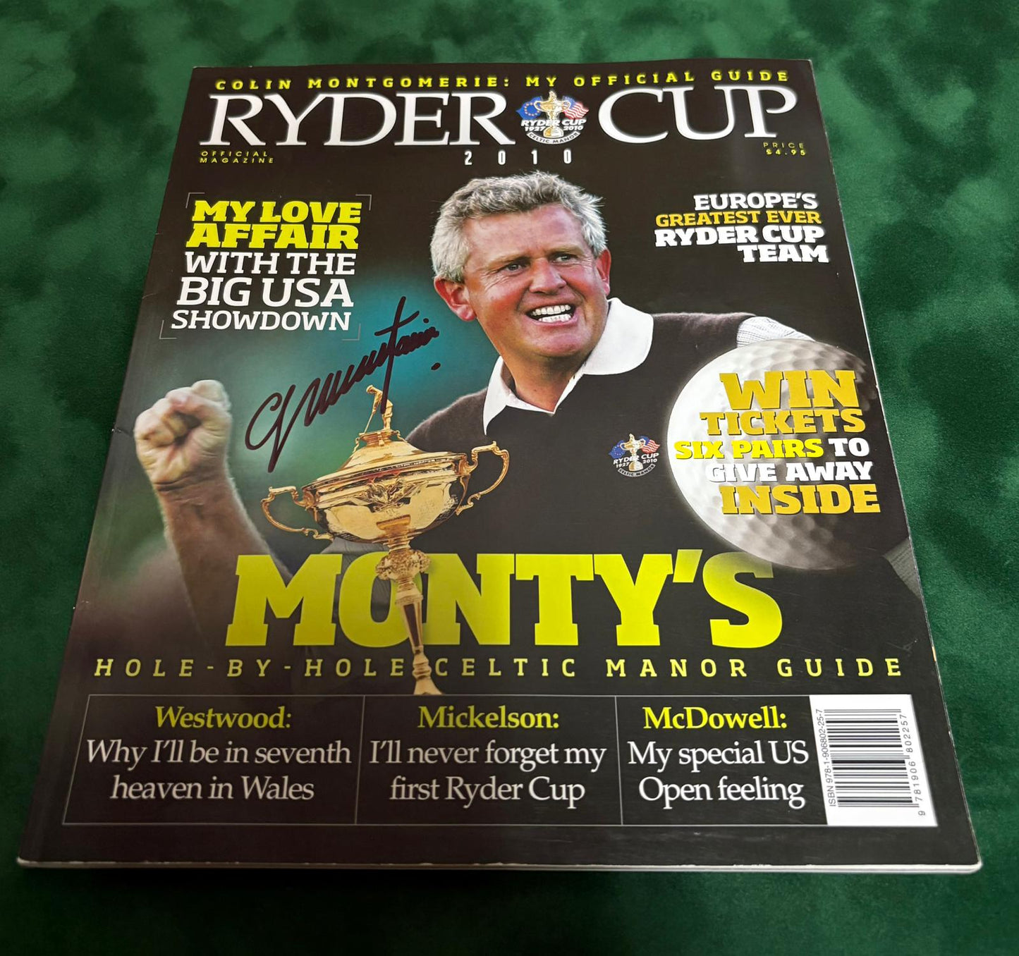 Signed Colin Montgomerie: My Official 2010 Ryder Cup Guide + Dealer COA