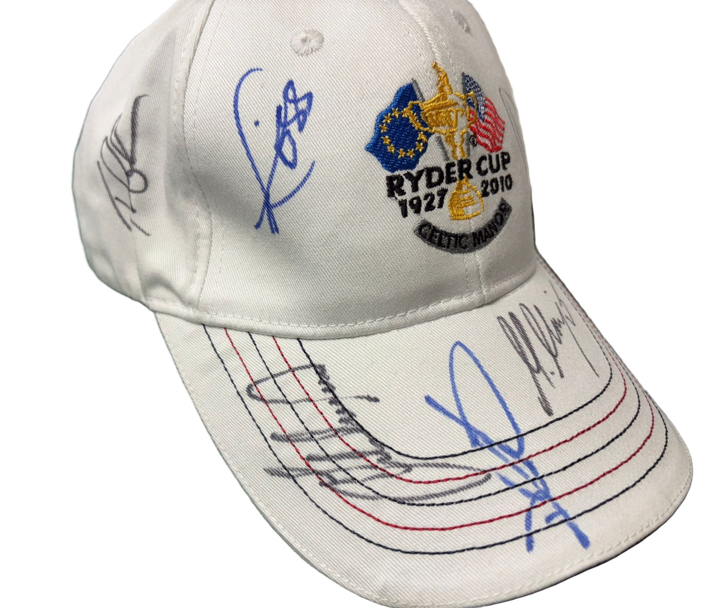 2010 Ryder Cup at Celtic Manor Golf Caps Signed by 9 Team Europe Players + COA