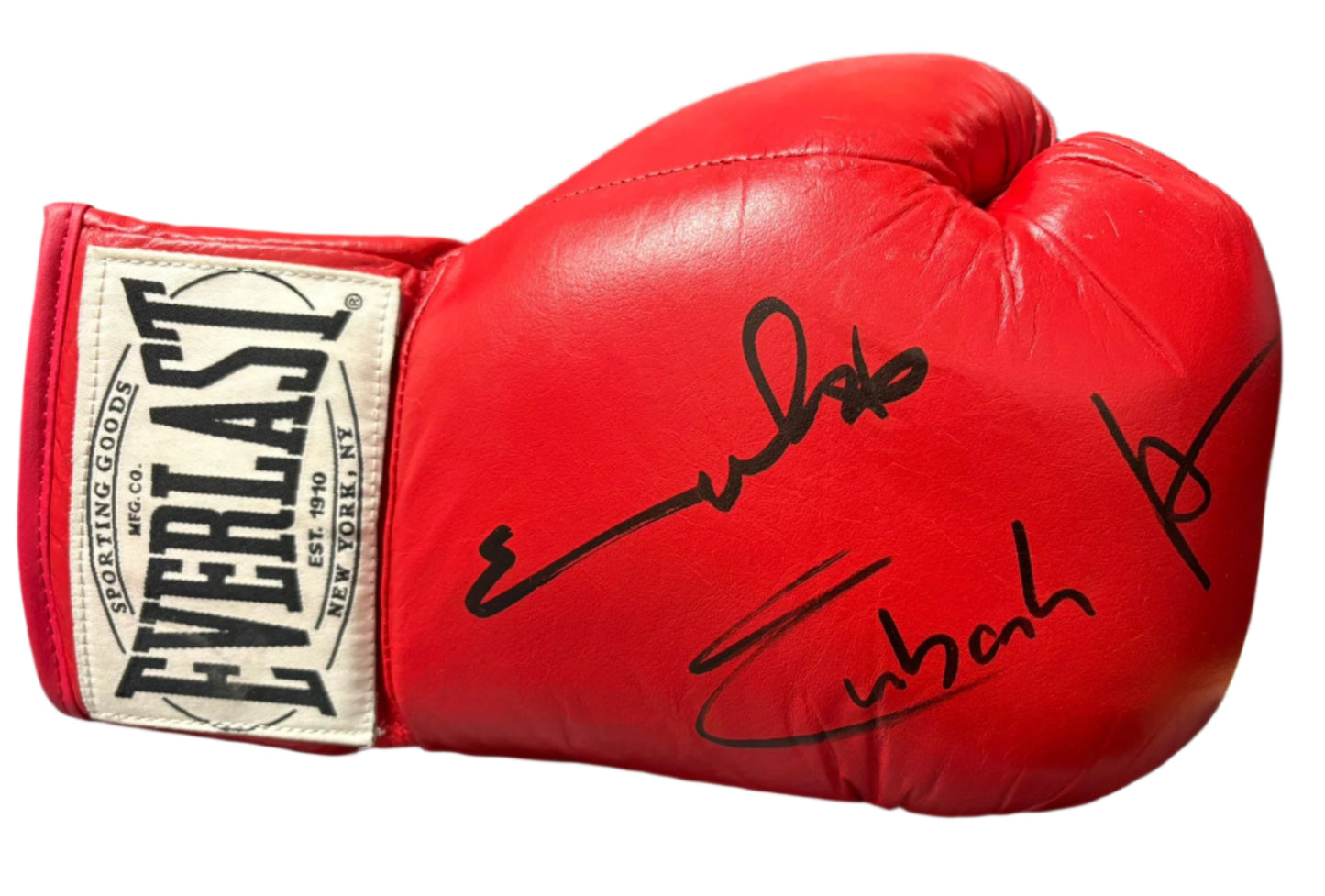 Champion Boxers Chris Eubank Jnr & Snr Signed Red Everlast Boxing Glove + Cert