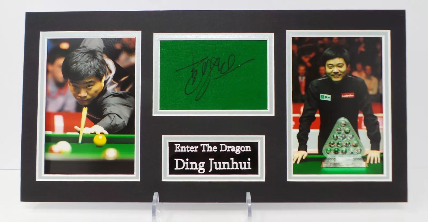 Chinese Snooker Champion Ding Junhui Signed Green Baize Display with COA