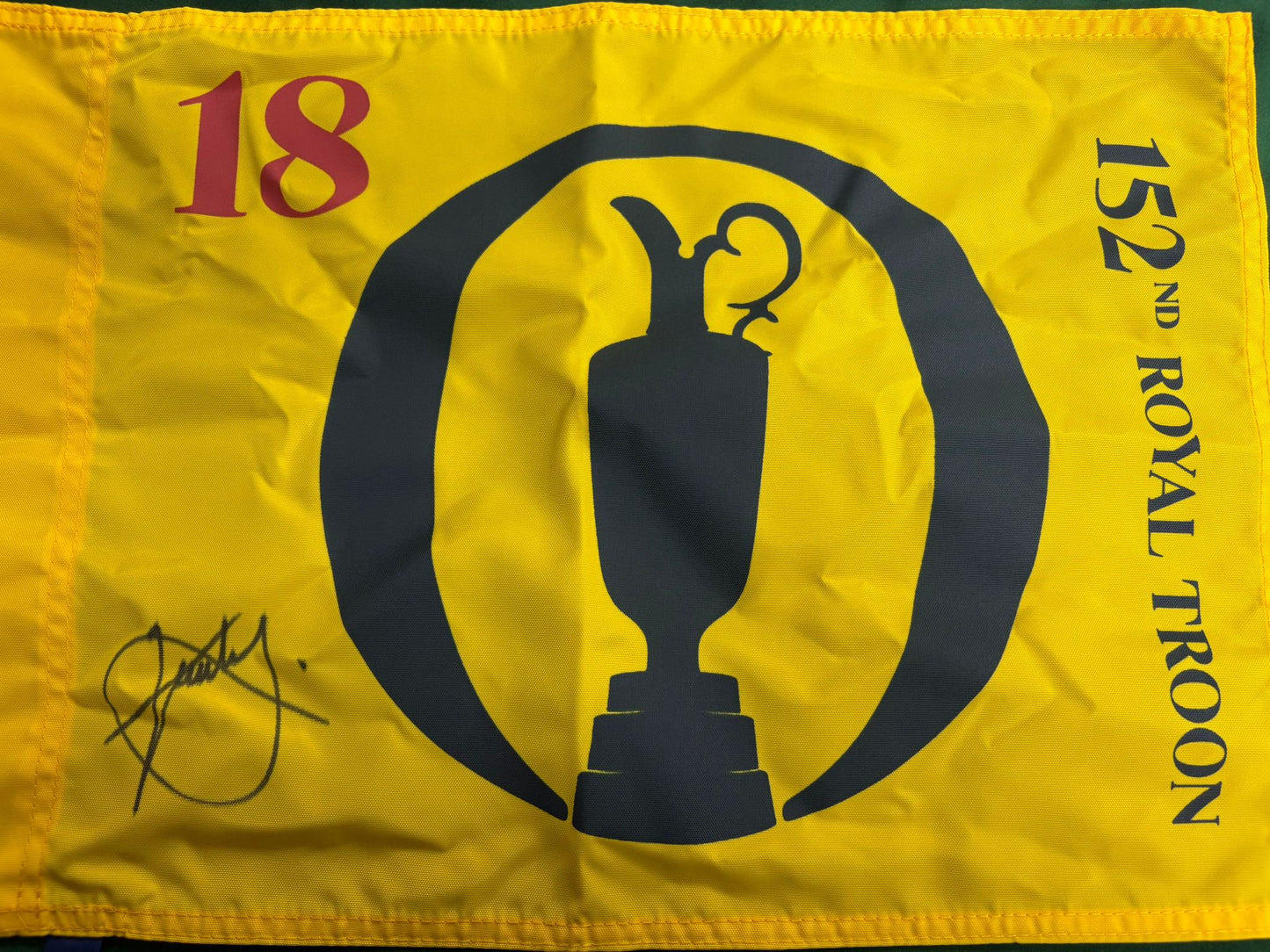 152nd Open at Royal Troon Golf Flag Signed by Winner Xander Schauffele + Dealer COA