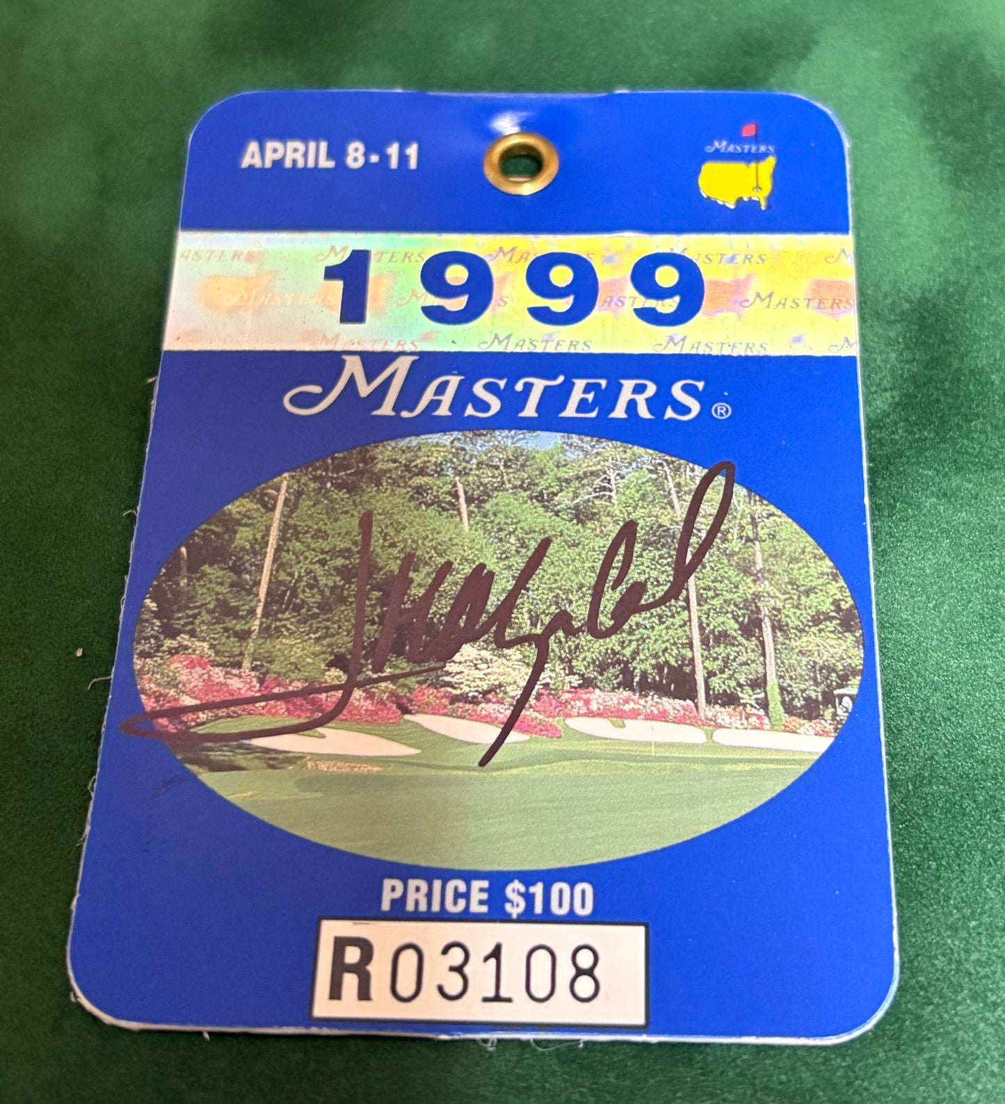 1999 Augusta Masters Ticket Signed by Winner José María Olazábal + Dealer COA