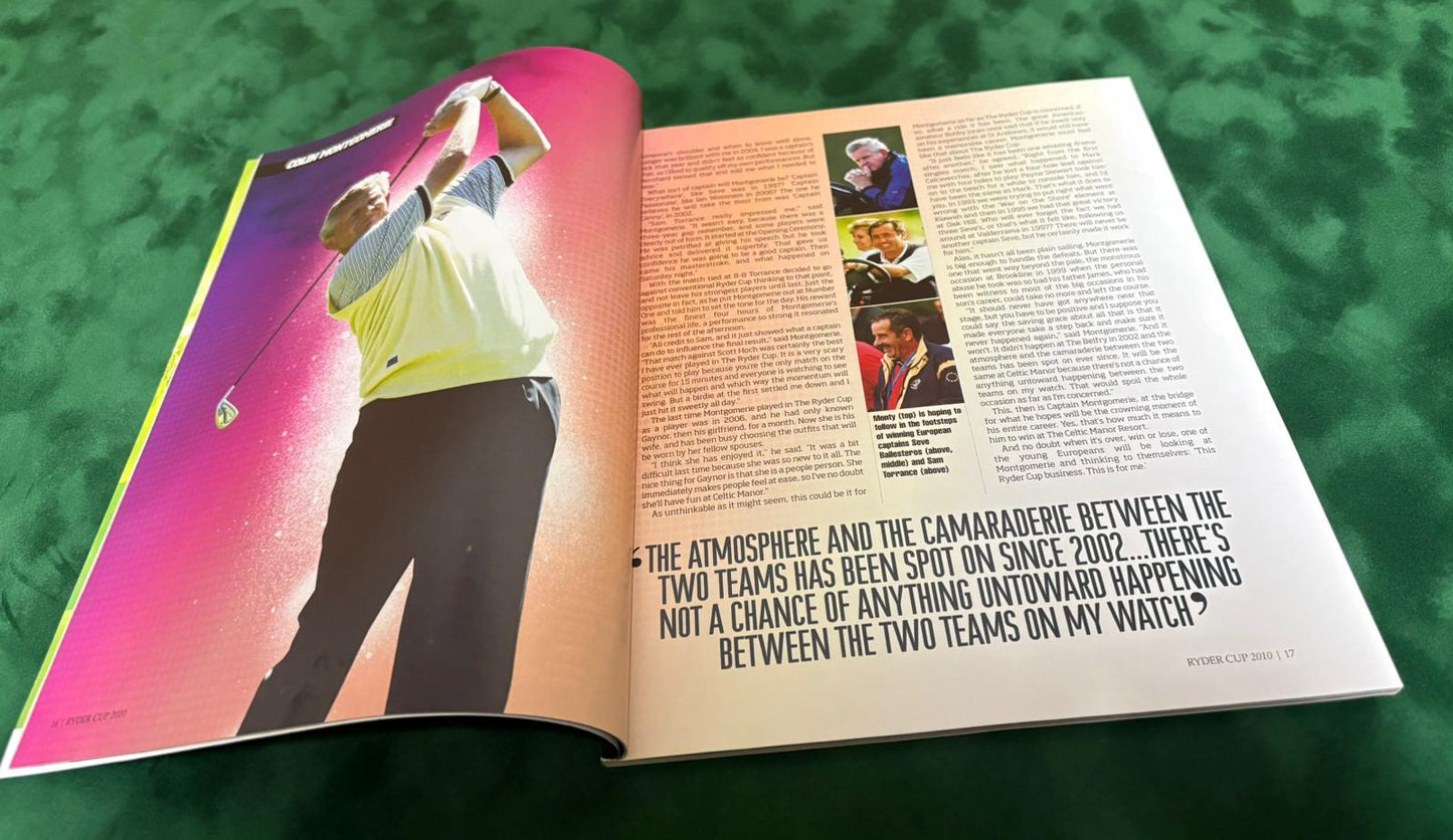 Signed Colin Montgomerie: My Official 2010 Ryder Cup Guide + Dealer COA