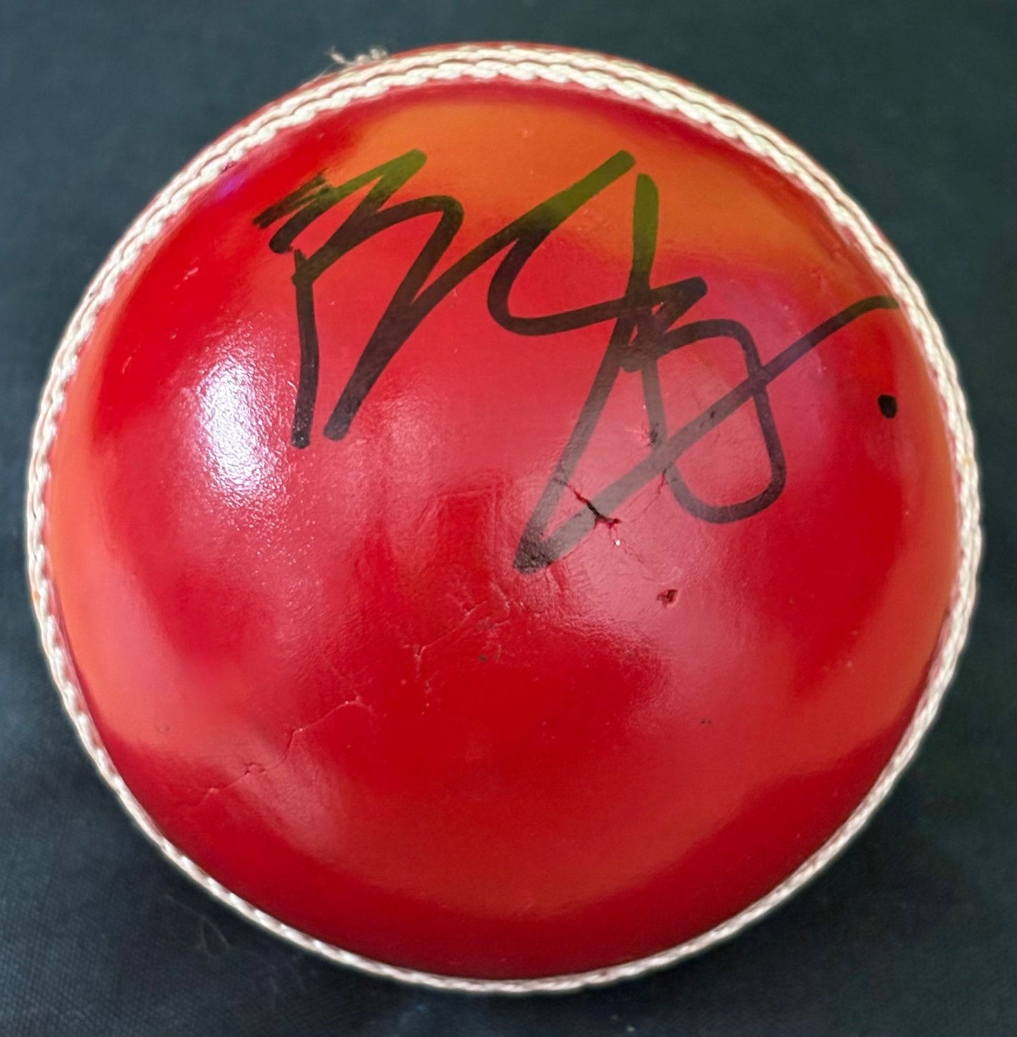 England & Durham Cricketer Brydon Carse Signed Red Cricket Ball + Dealer COA