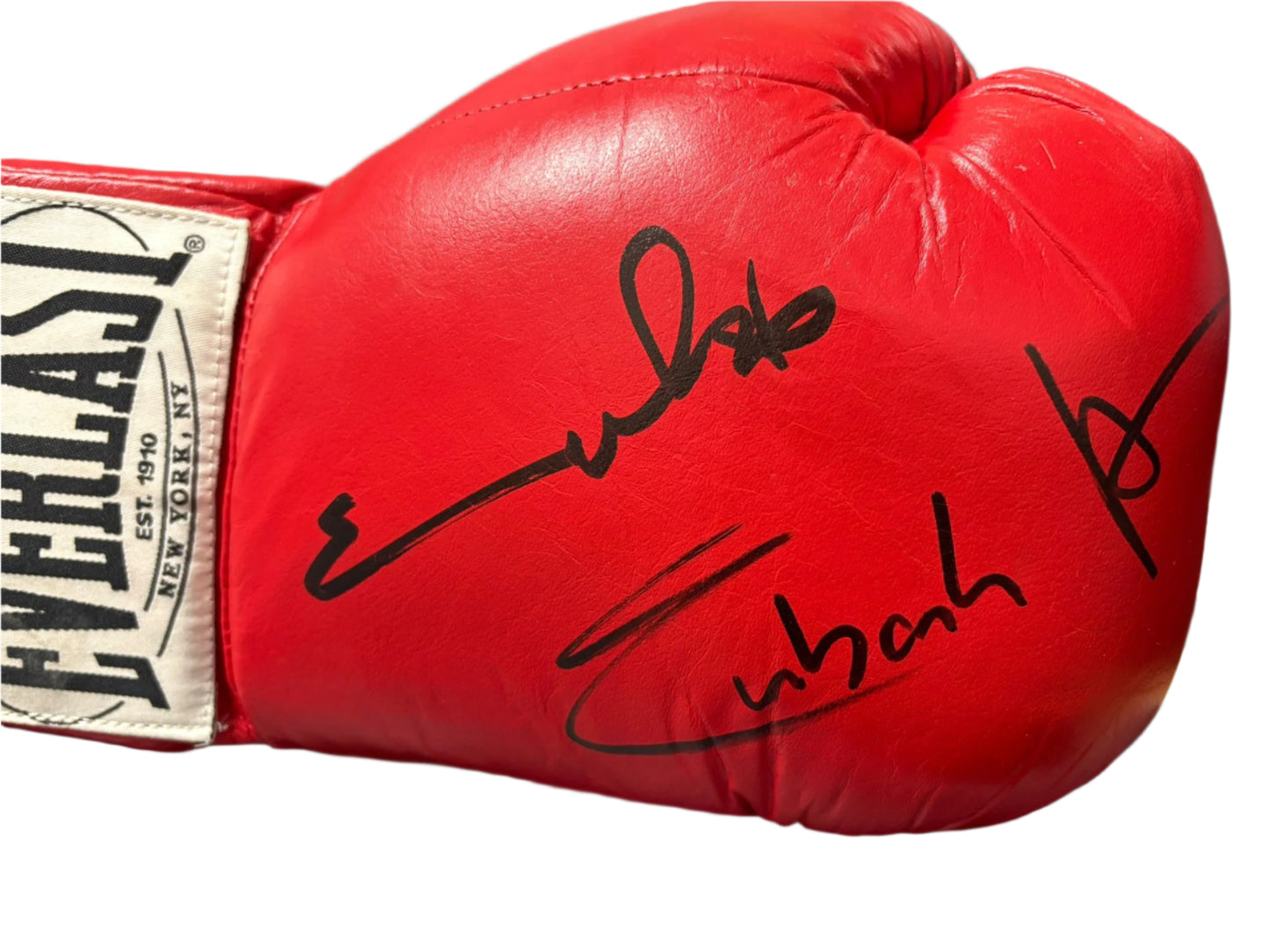 Champion Boxers Chris Eubank Jnr & Snr Signed Red Everlast Boxing Glove + Cert