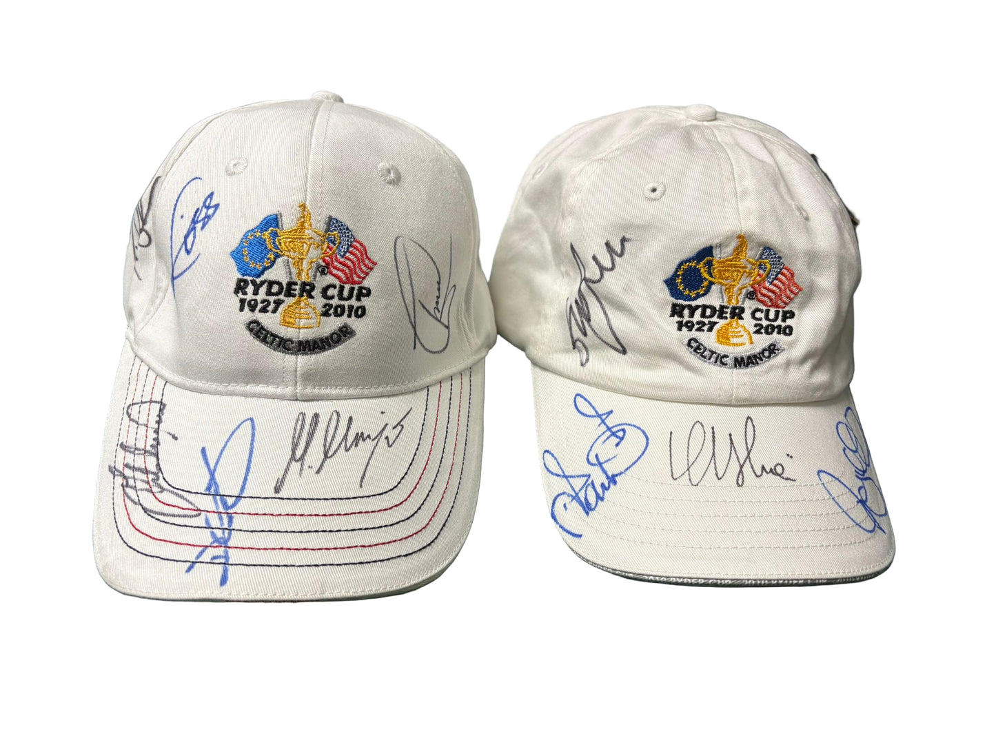 2010 Ryder Cup at Celtic Manor Golf Caps Signed by 9 Team Europe Players + COA