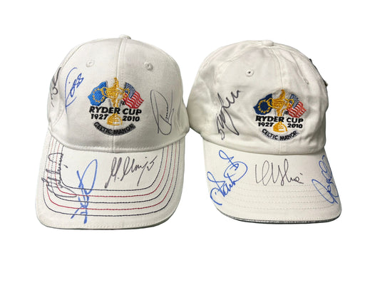 2010 Ryder Cup at Celtic Manor Golf Caps Signed by 9 Team Europe Players + COA