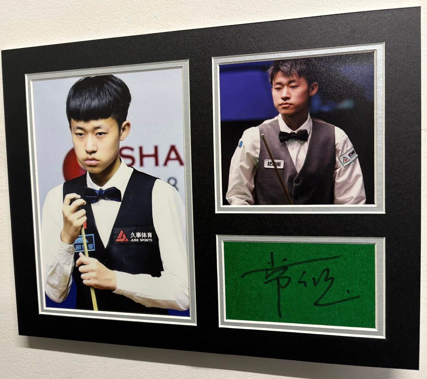 Professional Snooker Player Chang Bingyu Signed Table Baize Display + Dealer COA