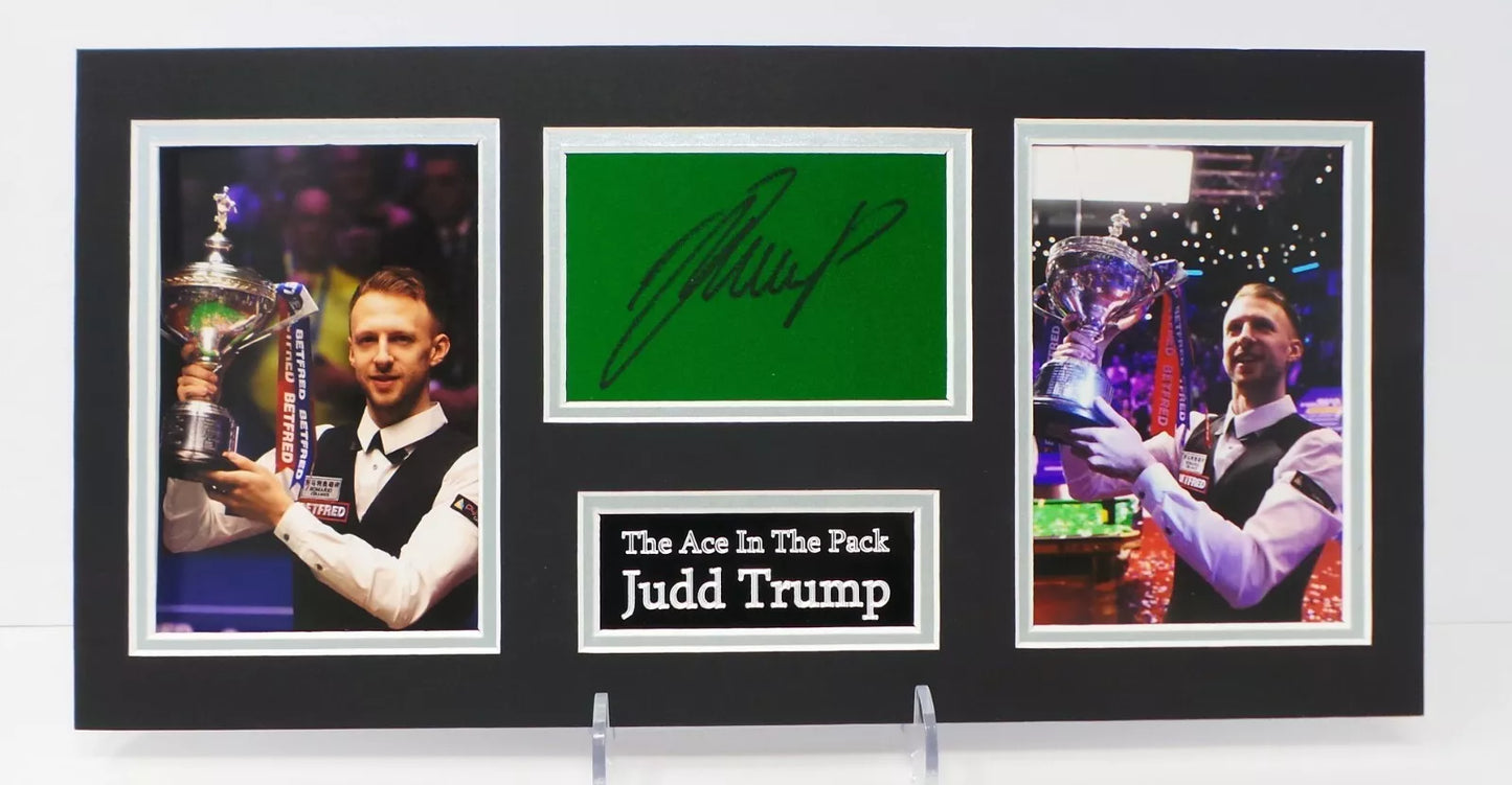 Judd Trump Signed World Snooker Champion Green Baize Display with COA