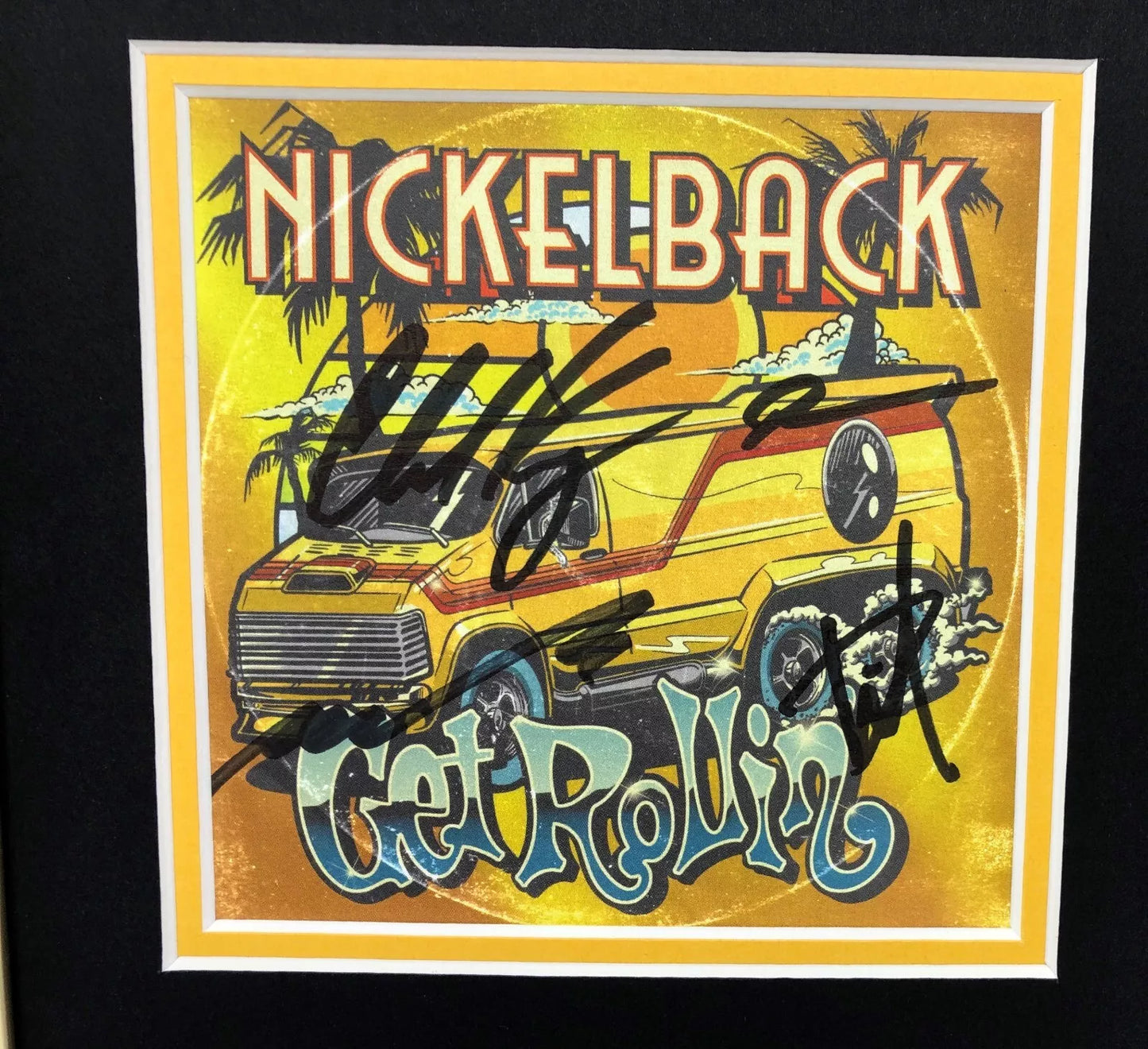 Nickelback Complete Band Signed & Framed 'Get Rollin' CD Display with COA