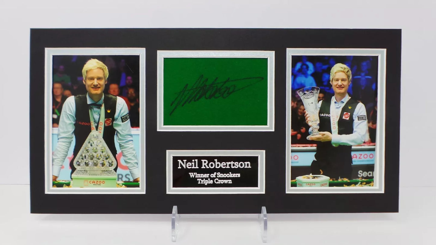 Neil Robertson Signed World Snooker Champion Green Baize Display with COA