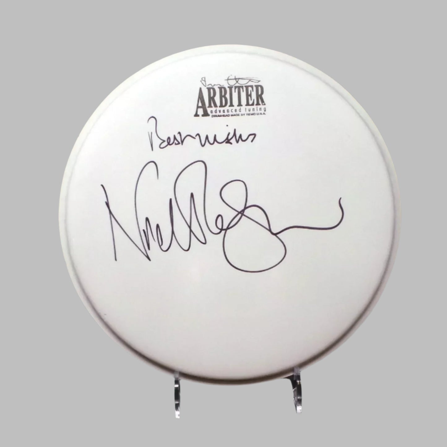 Nick Mason Pink Floyd Drummer Signed Full Autograph 10" Drum Skin + Dealer COA