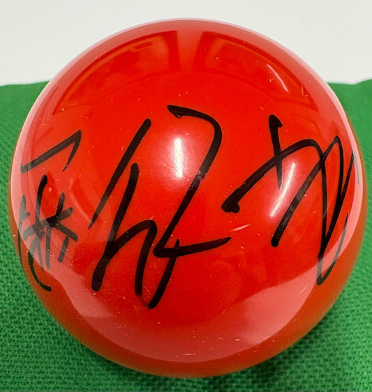 Pang Junxu Signed RED Snooker Ball + Dealer COA