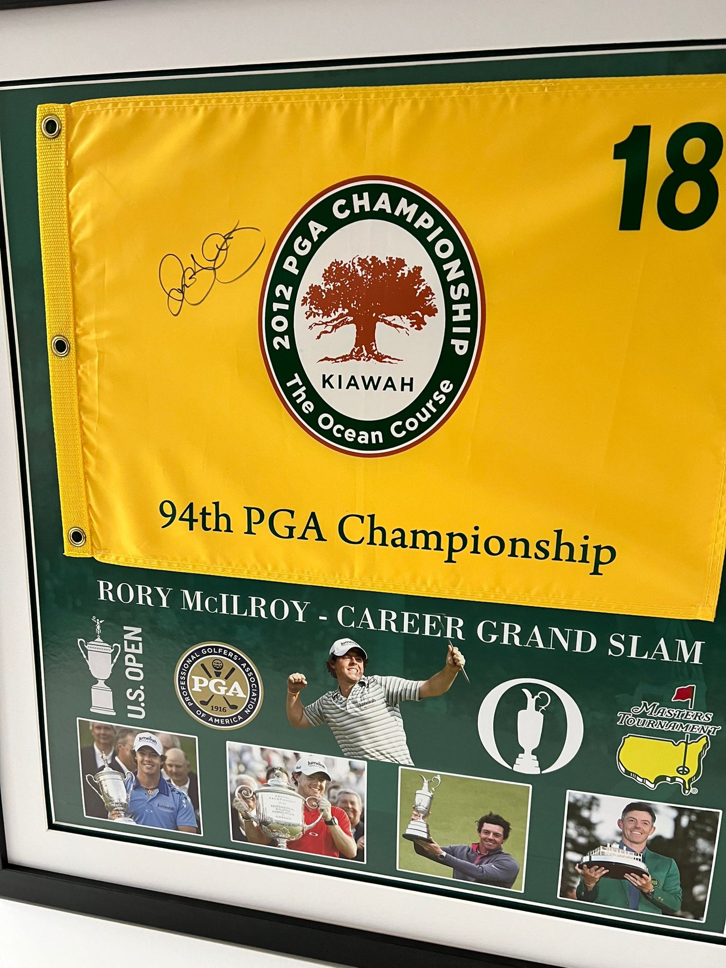 Rory McIlroy 2012 US PGA Championship & Career Grand Slam Winner Signed Golf Flag Display + Cert