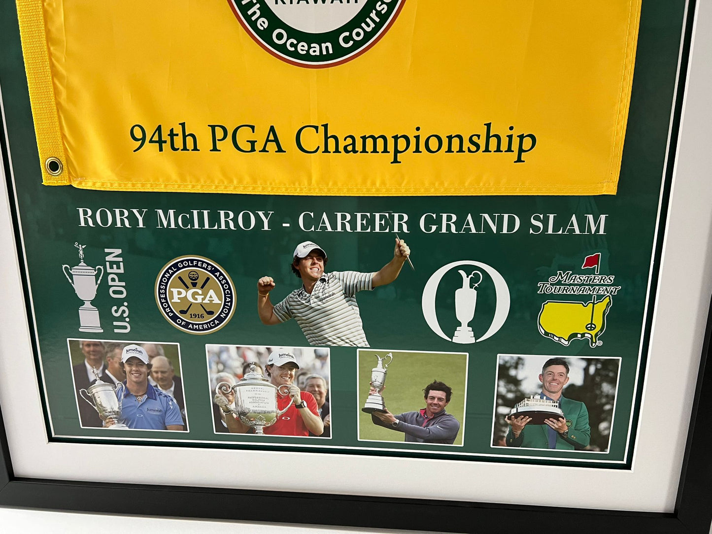 Rory McIlroy 2012 US PGA Championship & Career Grand Slam Winner Signed Golf Flag Display + Cert