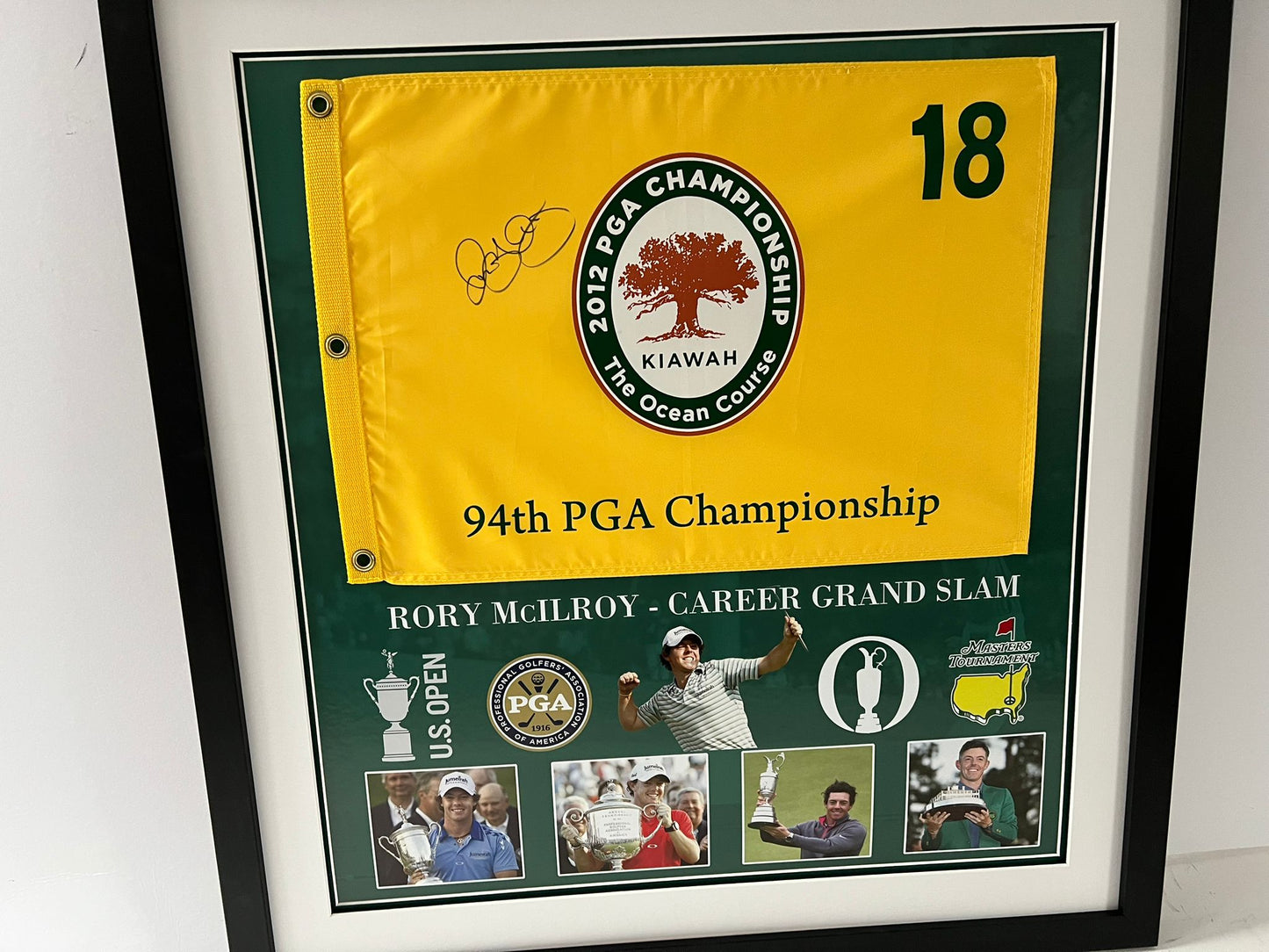 Rory McIlroy 2012 US PGA Championship & Career Grand Slam Winner Signed Golf Flag Display + Cert
