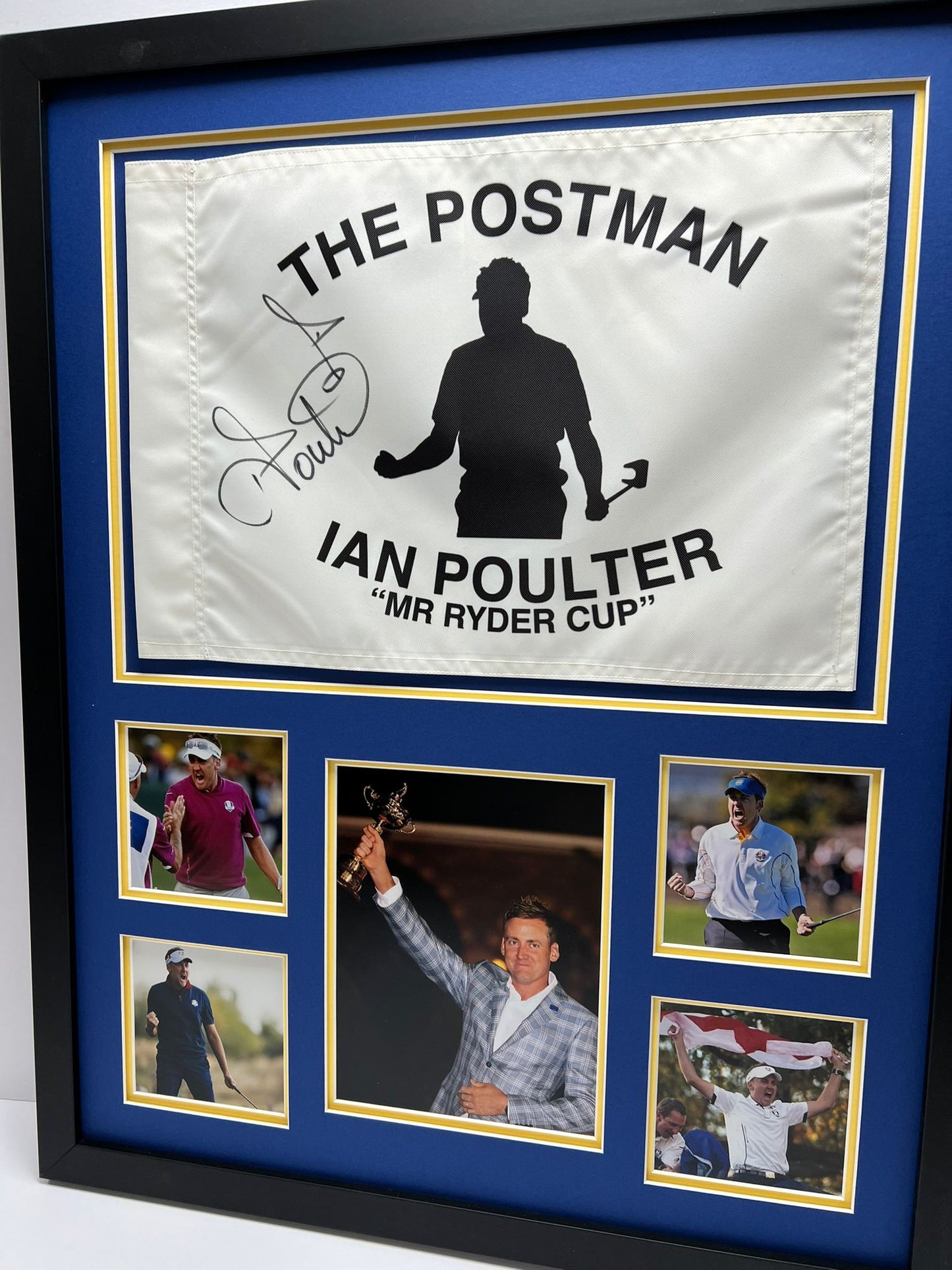 'The Postman' Ian Poulter Signed & Framed Golf Pin Flag - Ryder Cup Legend + COA