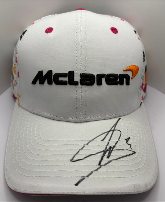2025 British Grand Prix Winner Lando Norris Signed Miami Special McLaren F1 Cap + Dealer COA