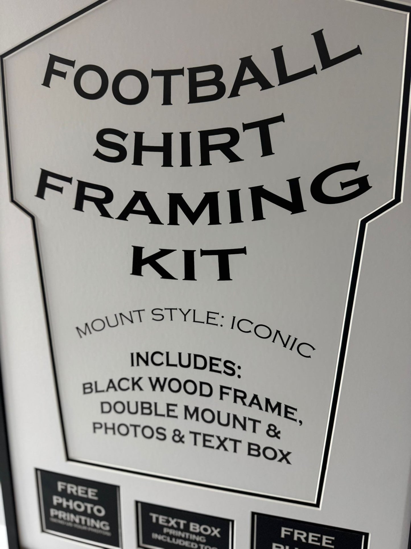 Football Shirt DIY Framing Kit 'Iconic' inc Dbl Mount, Text Box & Photos