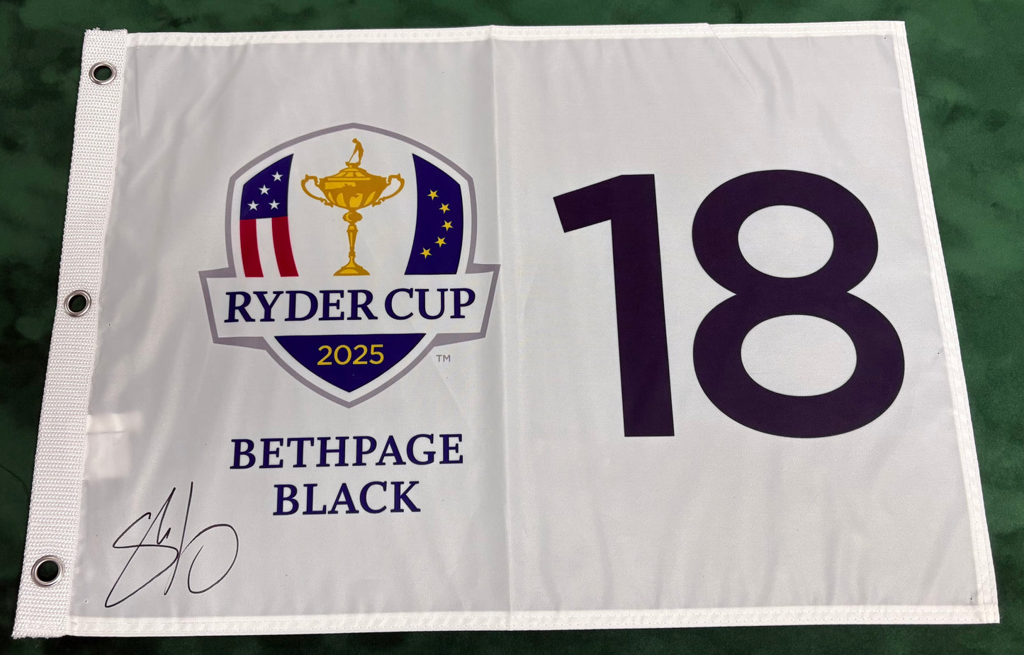 2025 Ryder Cup at Bethpage Black Golf Flag Signed by Shane Lowry + Dealer Cert