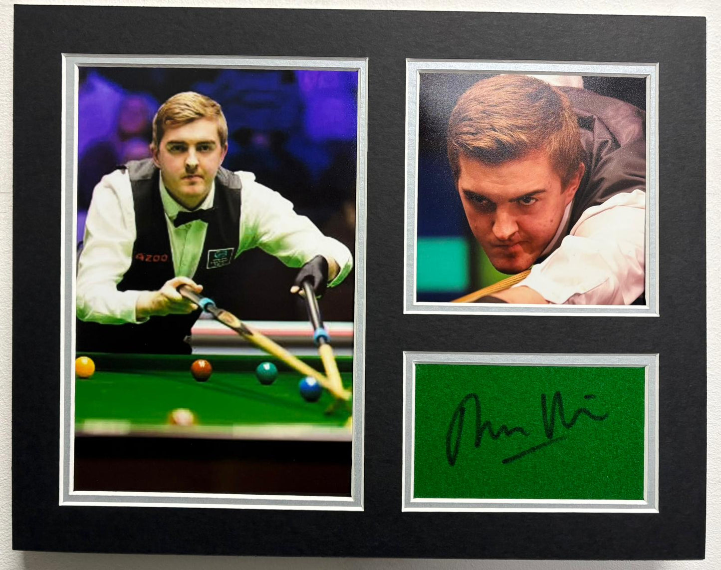 Professional Snooker Player Ross Muir 'Stenhouse' Signed Table Baize Display + COA