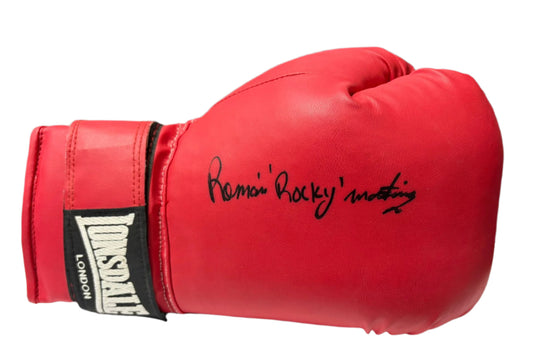 Román 'Rocky' Martínez Super Featherweight Boxer Signed Red Lonsdale Boxing Glove + Cert