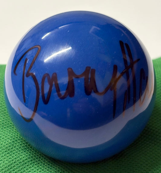 Barry 'The Hawk' Hawkins Signed Blue Snooker Ball + Dealer COA