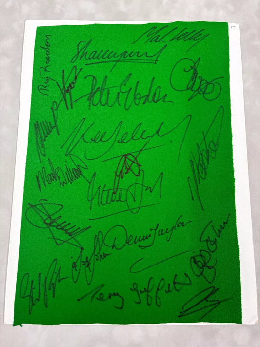 19 World Snooker Champions Signed Green Cloth Baize (inc Griffiths) + Dealer COA