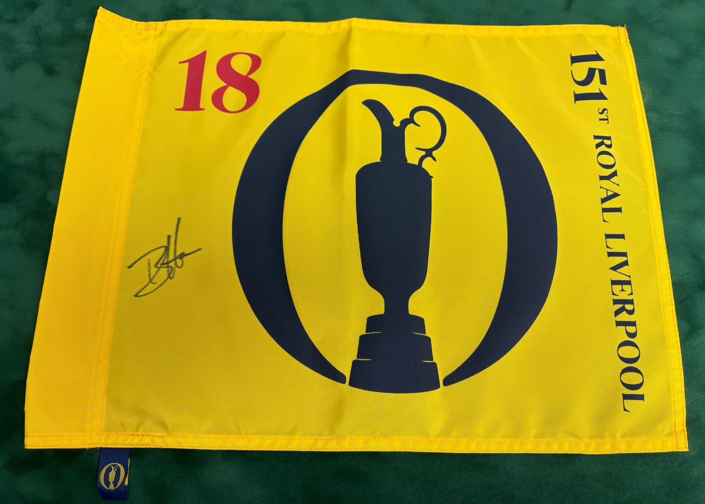 Winner Brian Harman Signed 151st Open at Royal Liverpool Golf Flag + Dealer Cert