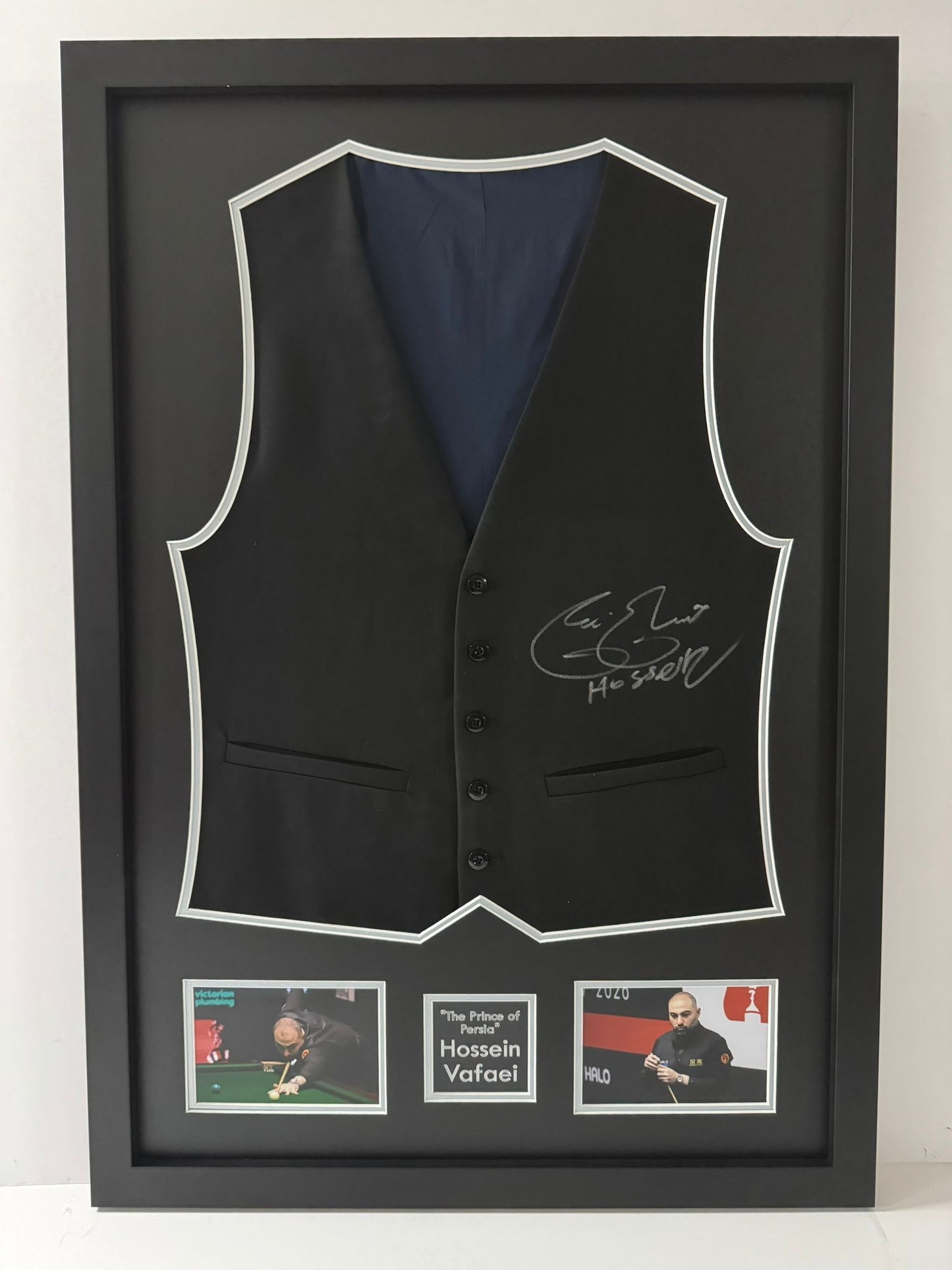 ‘The Prince of Persia’ Hossein Vafaei Signed & Framed Snooker Waistcoat + COA