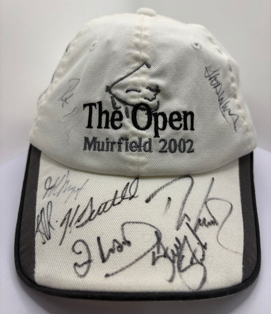 2002 Open at Muirfield Golf Cap Signed by 10 (Langer, Woosnam) + Dealer COA