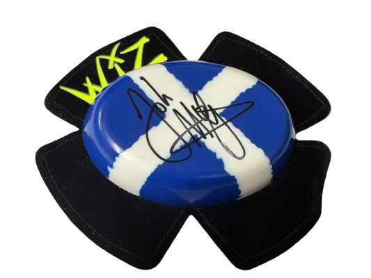 John McGuinness MotoGP Racer & Isle of Man TT Specialist Signed Scottish Flag Knee Slider + Cert
