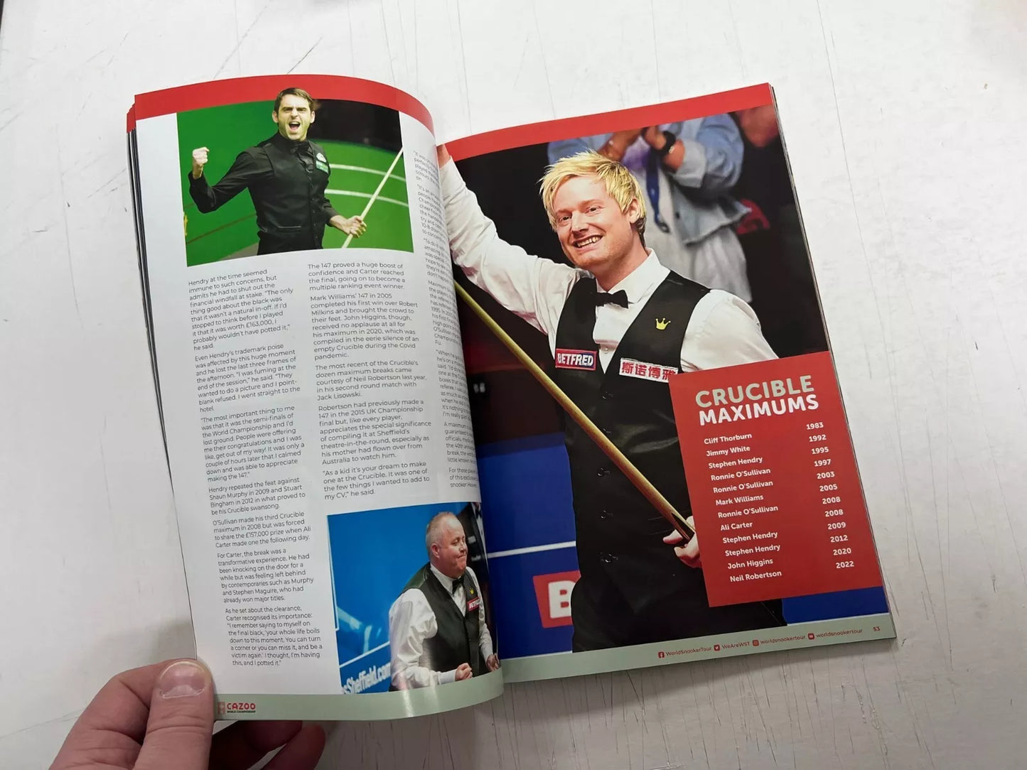 Cazoo World Snooker Championship 2023 Official Snooker Programme @ Sheffield Crucible Signed By Luca Brecel with COA.