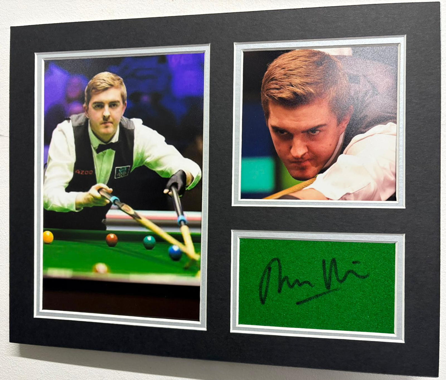 Professional Snooker Player Ross Muir 'Stenhouse' Signed Table Baize Display + COA