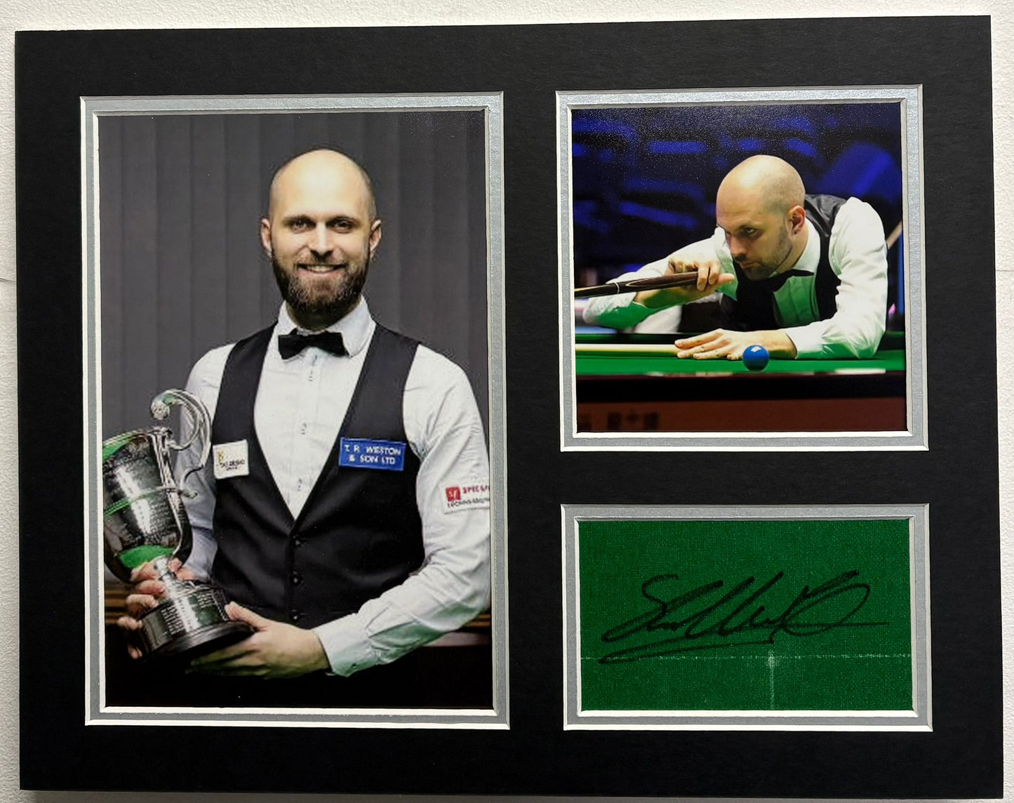 Professional Snooker Player Steven Hallworth Signed Table Baize Display + COA
