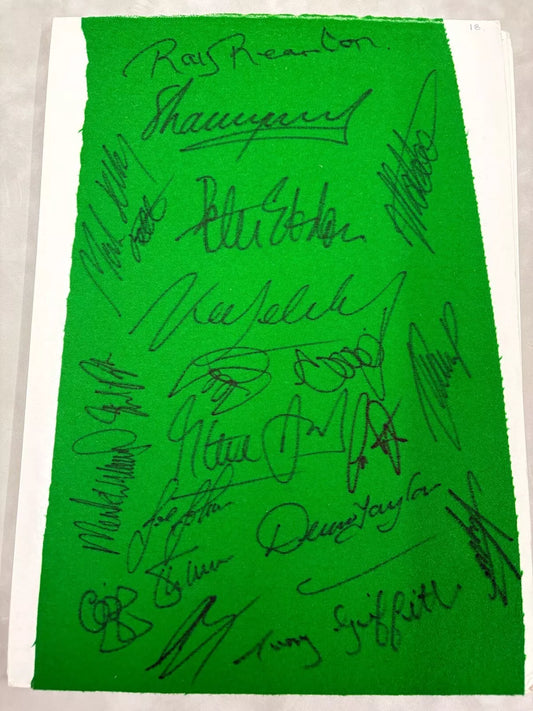 20 World Snooker Champions Signed Green Cloth Baize (inc Griffiths) + Dealer COA