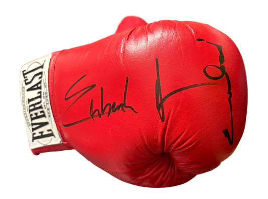 Champion Boxers Chris Eubank Jnr & Snr Signed Red Everlast Boxing Glove + Cert