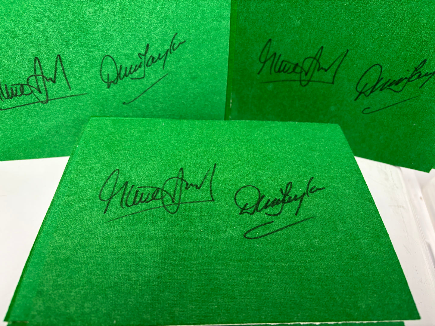 Snooker Legends Dennis Taylor & Steve Davis Signed Green Snooker Baize + Cert
