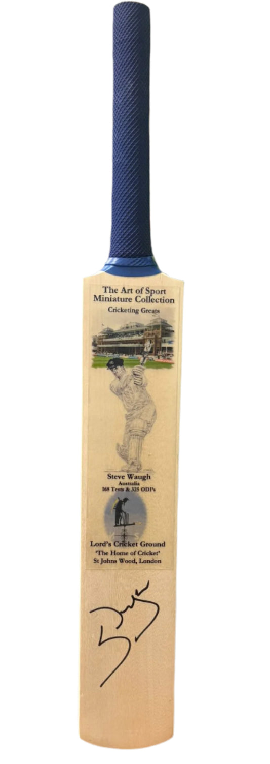 Steve Waugh Australian Ashes Legend RARE Signed Mini Cricket Bat + Dealer COA