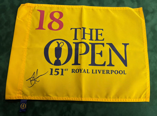 151st Open at Royal Liverpool Golf Flag Signed by Winner Brian Harman + Dealer COA