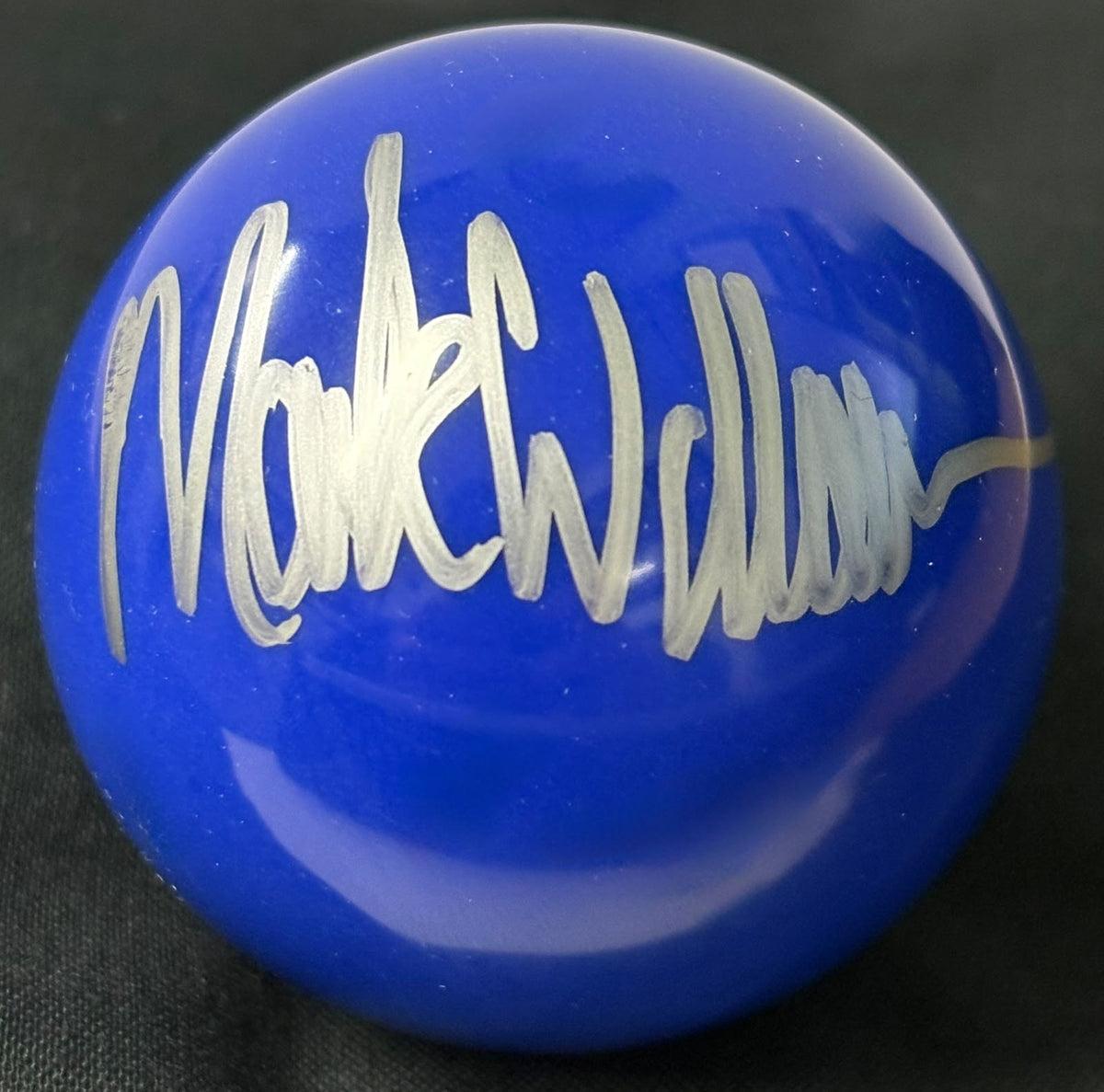 Mark Williams Three-Time World Snooker Champion Signed Blue 3/4 Size Snooker Ball + COA