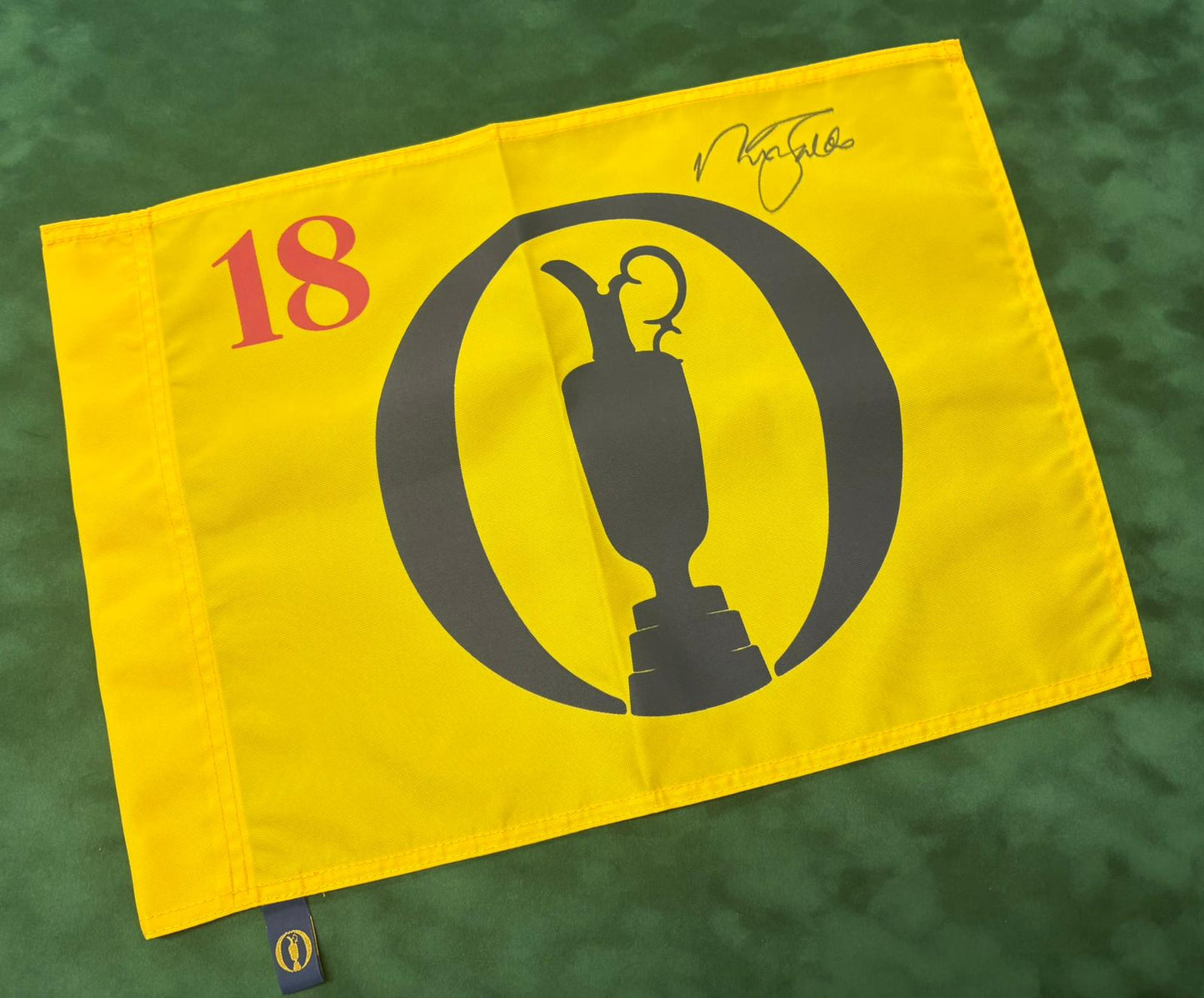 Sir Nick Faldo World Golf Hall of Fame Member Signed Undated Open Flag + Cert