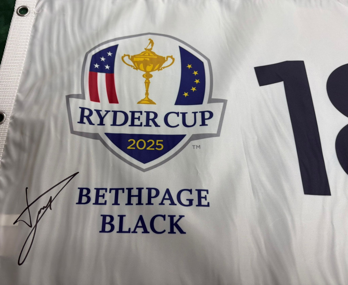 Luke Donald Captain Signed 2025 Ryder Cup at Bethpage Black Golf Flag + COA