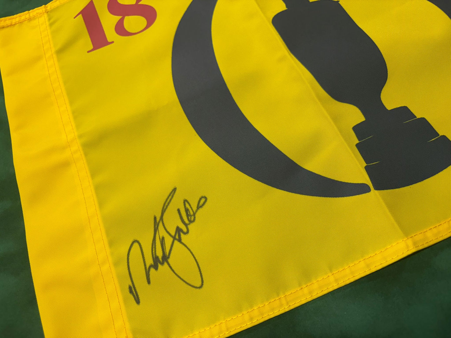 Sir Nick Faldo Golf Legend & Major Champion Signed Undated Open Pin Flag + COA
