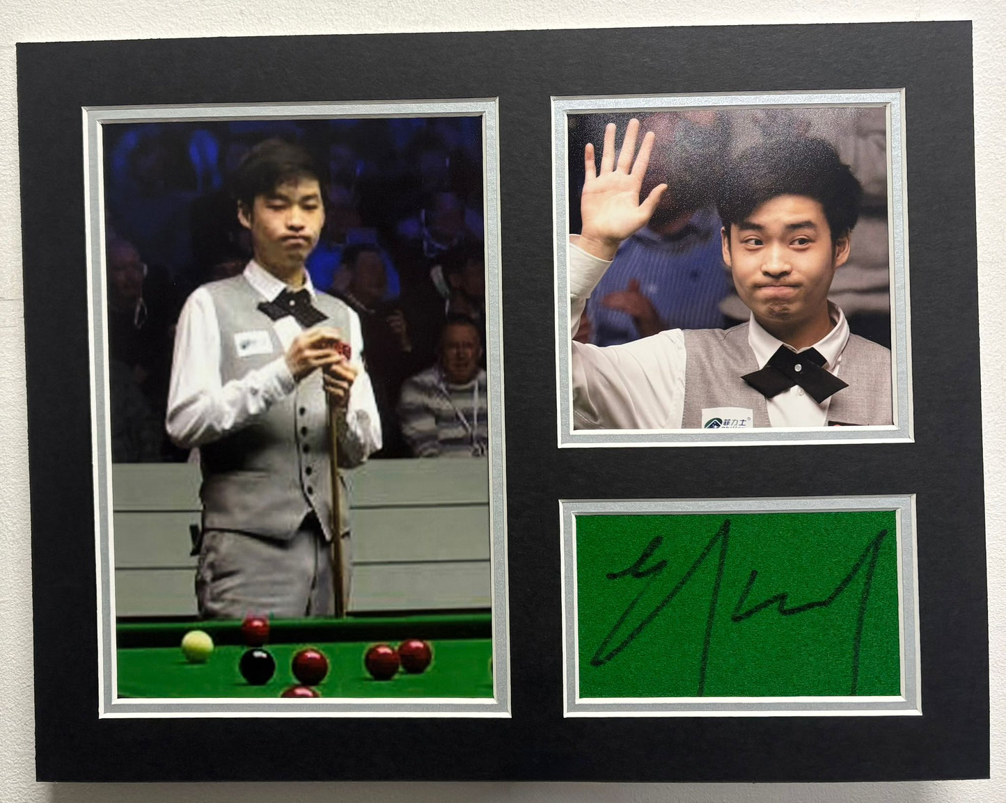 Chinese Snooker Sensation Si Jiahui Signed Table Baize Display + Dealer COA