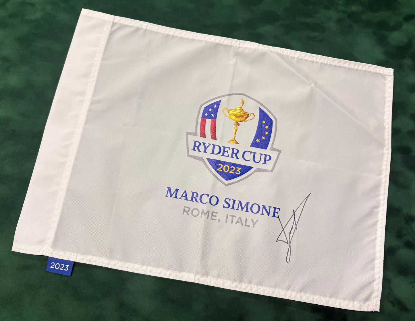 Luke Donald 2023 Ryder Cup Winning Captain Signed Marco Simone Golf Flag w/ COA