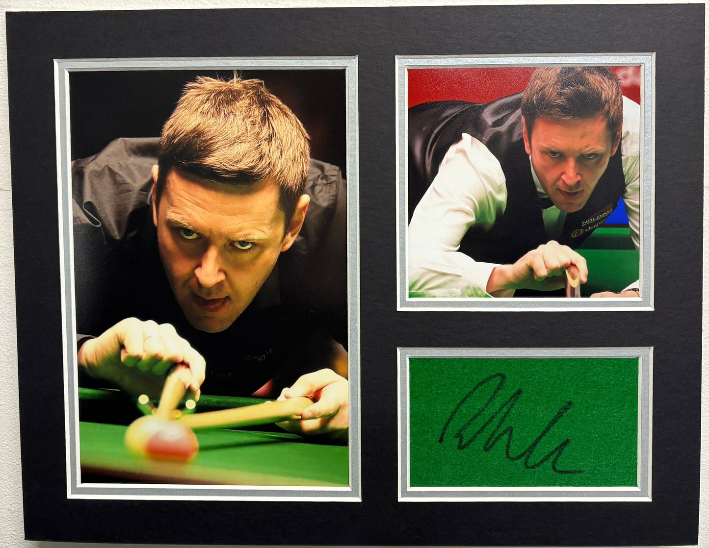 Professional Snooker Player Ricky Walden Signed Green Table Baize Display + Cert
