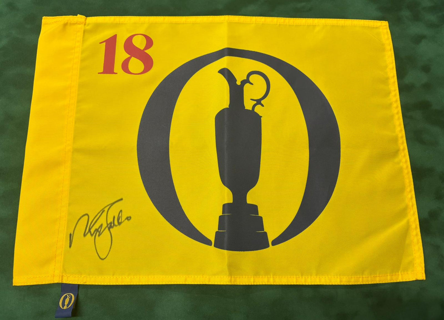 Sir Nick Faldo Three-Time Open Champion Signed Undated Golf Flag + Dealer COA