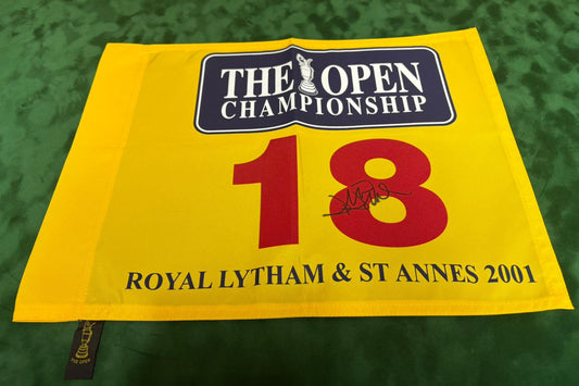David Duval Winner Signed 2001 The Open at Royal Lytham & St Annes Golf Flag + Dealer COA