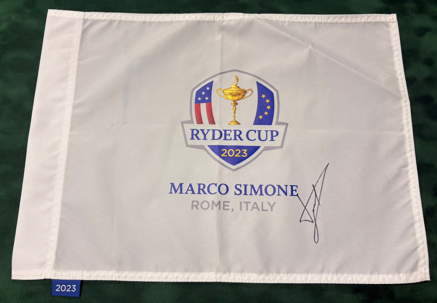 Luke Donald 2023 Ryder Cup Winning Captain Signed Marco Simone Golf Flag w/ COA